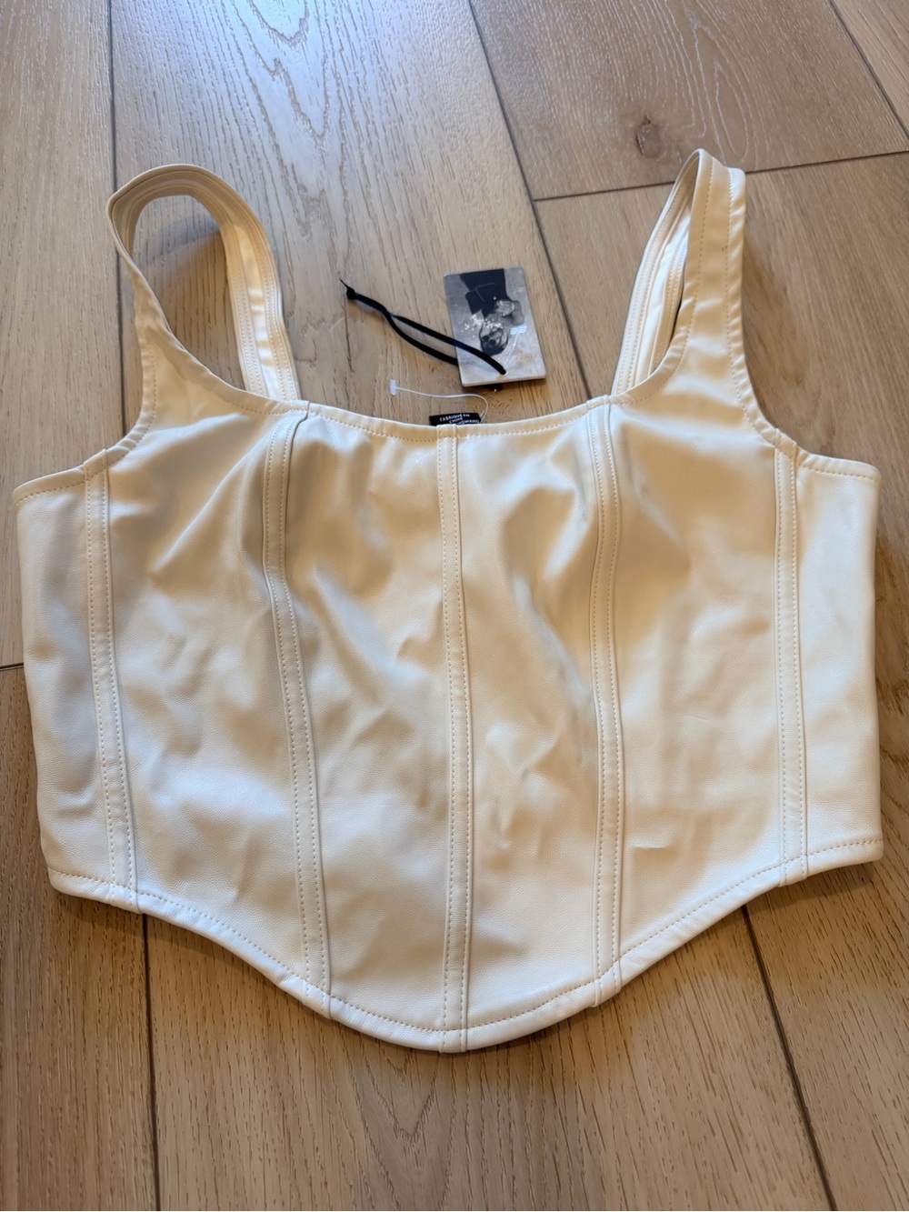Sincerely Jules Cream Corset-Style Crop Tank Top